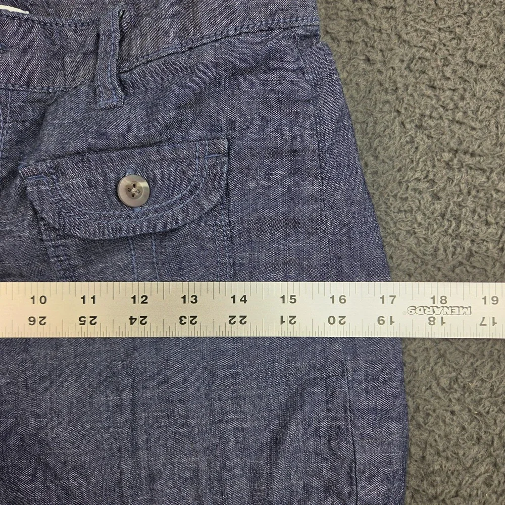 Old Navy Chambray Belted Shorts Women's 14 Blue Adjustable Waist Cotton